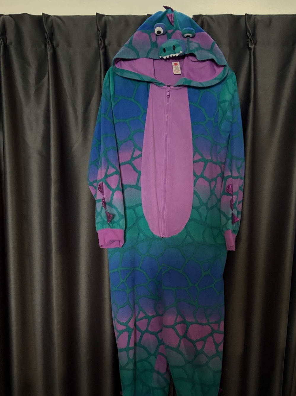 Kids Purple & Teal Dino One-Piece Pajamas